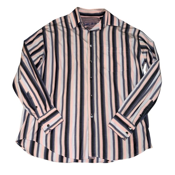 Bugatchi uomo rainbow striped button down men’s long sleeve size large - Picture 1 of 13